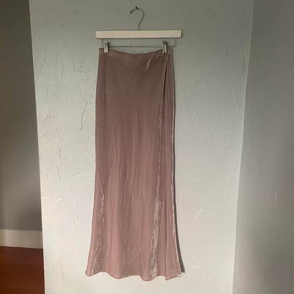 Anthropologie Fairy Blush Pink Tilda Velvet Maxi Skirt Soft Girl XXS - Picture 3 of 8